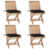 Chaises pliables de jardin avec coussins lot de 4 Teck solide 641718641718
