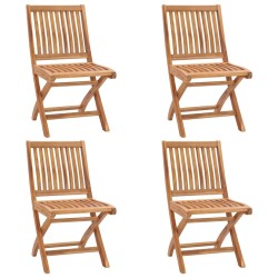 Chaises pliables de jardin avec coussins lot de 4 Teck solide 641718641718