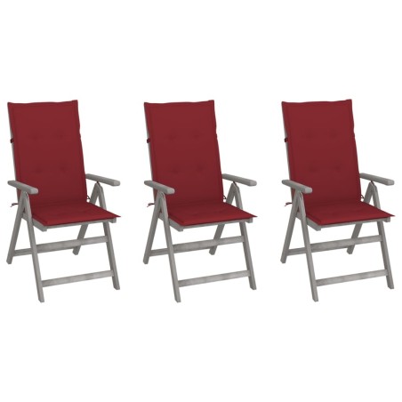 Chaises inclinables de jardin lot de 3 et coussins Bois acacia 641719641719