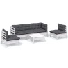 Salon de jardin 6 pcs avec coussins bois de pin massif 641720641720