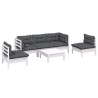 Salon de jardin 6 pcs avec coussins bois de pin massif 641720641720