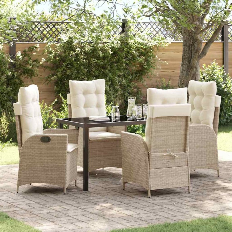 Ensemble de salle à manger pour jardin 5 pcs Beige polyrotin 641721641721