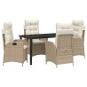 Ensemble de salle à manger pour jardin 5 pcs Beige polyrotin 641721641721