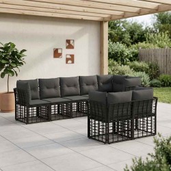 Ensemble de canapés d'extérieur Noir Polyester 641722641722