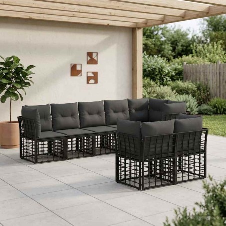 Ensemble de canapés d'extérieur Noir Polyester 641722641722
