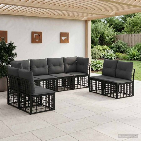 Ensemble de canapés d'extérieur Noir Polyester 641723641723