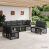 Ensemble de canapés d'extérieur Noir Polyester 641723641723