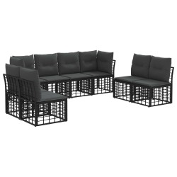 Ensemble de canapés d'extérieur Noir Polyester 641723641723