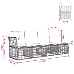 Ensemble de canapés d'extérieur Noir Polyester 641723641723