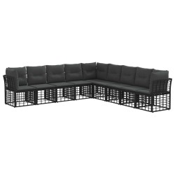 Ensemble de canapés d'extérieur Noir Polyester 641724641724