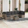 Salon de jardin 8 pcs avec coussins gris résine tressée 641733641733