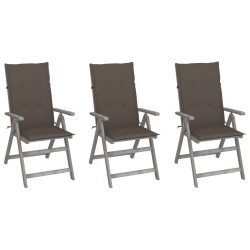 Chaises inclinables de jardin lot de 3 et coussins Bois acacia 641736641736