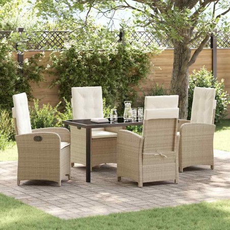 Ensemble de salle à manger pour jardin 5 pcs Beige polyrotin 641737641737