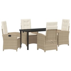 Ensemble de salle à manger pour jardin 5 pcs Beige polyrotin 641737641737