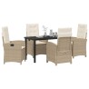 Ensemble de salle à manger pour jardin 5 pcs Beige polyrotin 641737641737