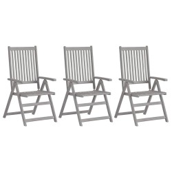 Chaises inclinables de jardin lot de 3 Gris Bois solide acacia 641738641738
