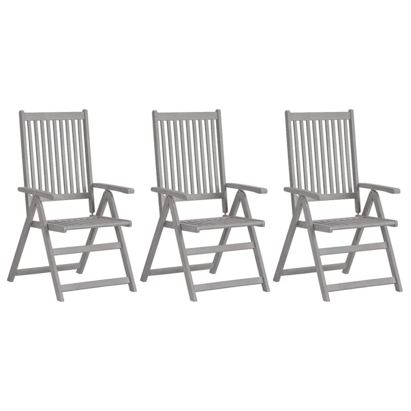 Chaises inclinables de jardin lot de 3 Gris Bois solide acacia 641738641738