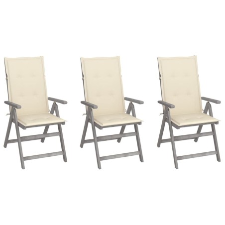 Chaises inclinables de jardin lot de 3 et coussins Bois acacia 641739641739