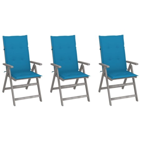 Chaises inclinables de jardin lot de 3 et coussins Bois acacia 641740641740