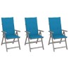 Chaises inclinables de jardin lot de 3 et coussins Bois acacia 641740641740