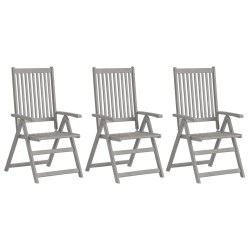 Chaises inclinables de jardin lot de 3 et coussins Bois acacia 641740641740