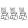 Chaises inclinables de jardin lot de 3 et coussins Bois acacia 641740641740