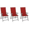 Chaises inclinables de jardin lot de 3 et coussins Bois acacia 641741641741