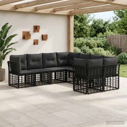 Ensemble de canapés d'extérieur 8 pcs Noir et Gris foncé 641742641742
