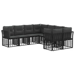 Ensemble de canapés d'extérieur 8 pcs Noir et Gris foncé 641742641742