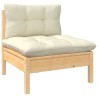 Salon de jardin 7 pcs avec coussins crème bois de pin 641744641744