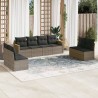 Salon de jardin 8 pcs avec coussins gris résine tressée 641745641745