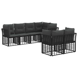 Ensemble de canapés d'extérieur 7 pcs Noir Polyester 641747641747