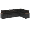 Salon de jardin 7 pcs avec coussins noir résine tressée 641748641748