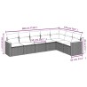Salon de jardin 7 pcs avec coussins noir résine tressée 641748641748