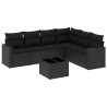 Salon de jardin 7 pcs avec coussins noir résine tressée 641749641749