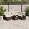 Salon de jardin 8 pcs avec coussins marron résine tressée 641750641750