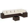 Salon de jardin avec coussins 7 pcs marron résine tressée 641751641751