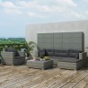 Salon de jardin 6 pcs avec coussins résine tressée gris 641752641752