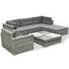 Salon de jardin 6 pcs avec coussins résine tressée gris 641752641752