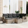 Salon de jardin avec coussins 7 pcs gris clair résine tressée 641753641753