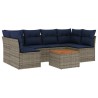 Salon de jardin 7 pcs avec coussins gris résine tressée 641755641755