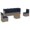 Salon de jardin 7 pcs avec coussins gris résine tressée 641757641757
