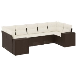 Salon de jardin avec coussins 7 pcs marron résine tressée 641758641758