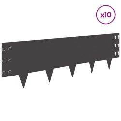 Bordure de Pelouse 10 pcs 100 x 30 cm Acier Noir 641763641763