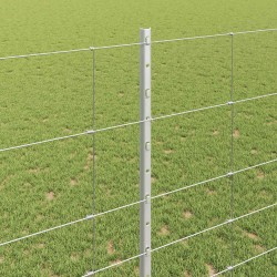 Clôture sauvage extérieure avec poteaux 25 x 1,4 m Argenté 641764641764