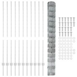 Clôture sauvage extérieure avec poteaux 25 x 1,4 m Argenté 641764641764