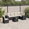 Salon de jardin 7 pcs avec coussins noir résine tressée 641767641767