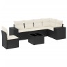 Salon de jardin 7 pcs avec coussins noir résine tressée 641767641767