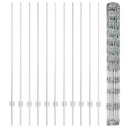 Clôture sauvage extérieure avec poteaux 25 x 1,4 m Argenté 641769641769