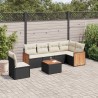 Salon de jardin 7 pcs avec coussins noir résine tressée 641770641770